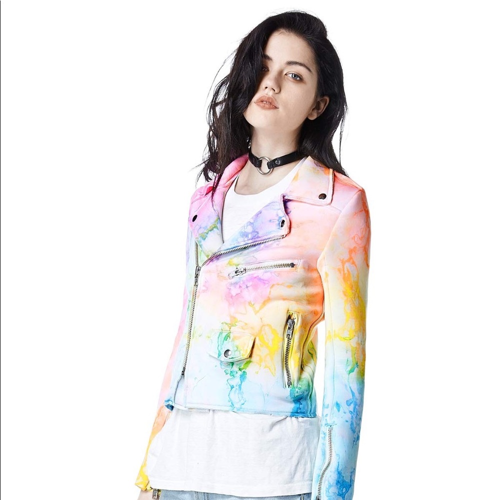 *CLOSING TOMORROW* UNIF I DYE rainbow moto jacket